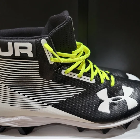 Under Armour Hammer Mid RM-11.5 Under Armour UA Hammer Mid RM Football Cleats Black White  main image 3